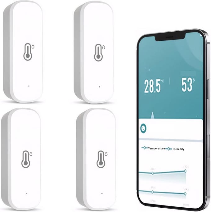 4-Pack Slimme Wifi Hygrometer Thermometer met Realtime Waarschuwingen