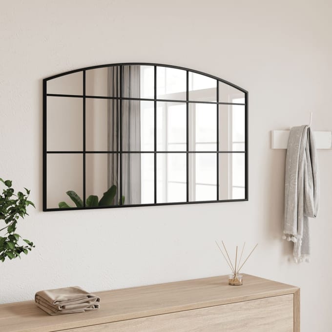 vidaXL - Wandspiegel - boog - 100x60 - cm - ijzer - zwart