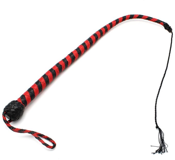 Kiotos Leather - Lederen Single Tail Zweep - 60 cm - Zwart/Rood