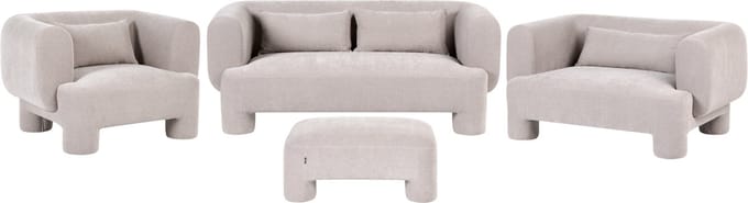 HOGBO - Bankenset 6-zits met ottomaan - Beige - Polyester