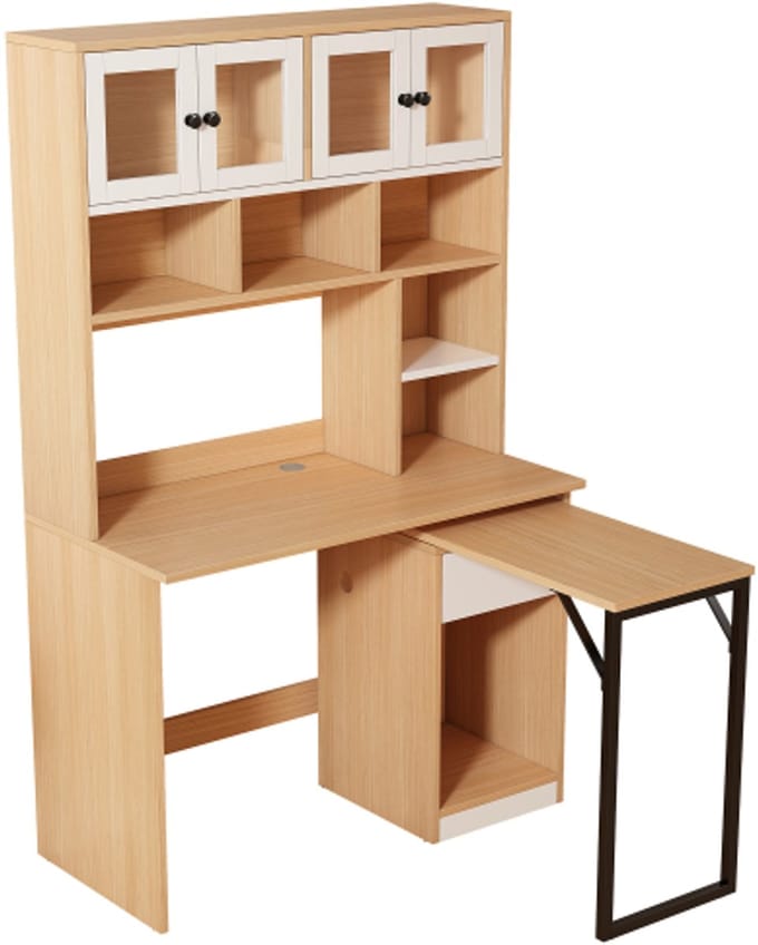 Gotagee Computerbureau, plankbureau, kastbureau, werktafel, kastbureau, wit naturel 180cm