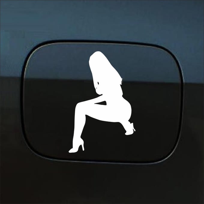 Bumpersticker - Vrouw - 14 X 10 - Wit
