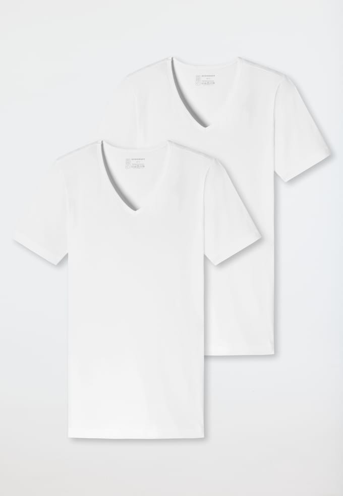 T-shirts met korte mouwen, set van 2, diepe v-hals, wit  95/5 9