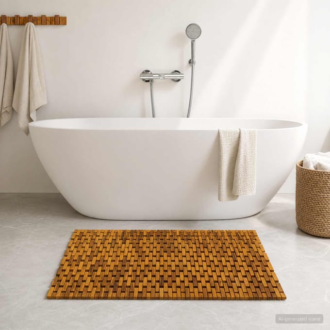 vidaXL - Badmatten - Naturel - 85 - x - 120 - cm - Massief - Acacia - Hout