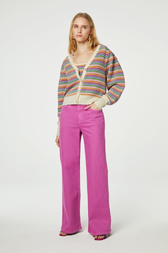 Fabienne Chapot Thea Wide Cassis Maat: W29L32 | Flared Jeans Outlet | Dames | Roze