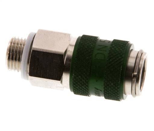 Vernikkeld Messing DN 5 Groen Luchtkoppeling Snelkoppeling G 1/8 inch Buitendraad Double Shut-Off - CLS5-M-BN-GRE-SV-018