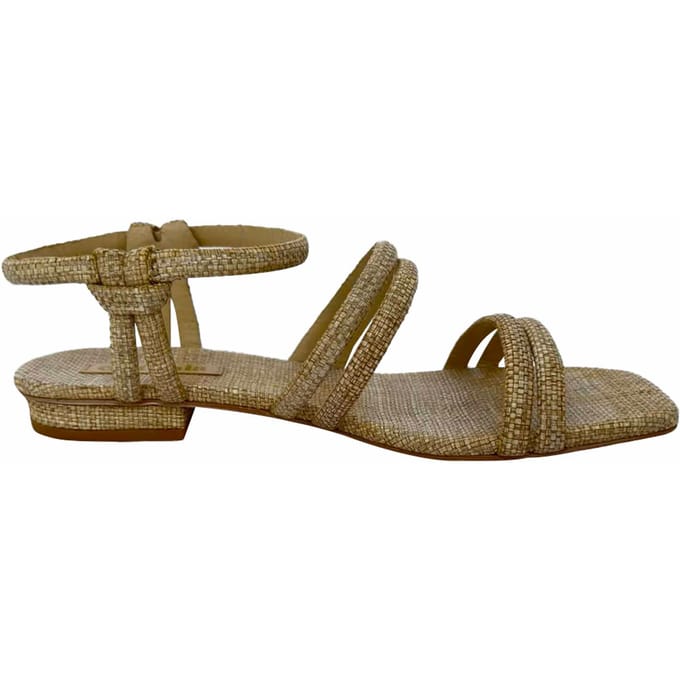 Cult Gaia platte sandalen met enkelbandje in beige raffia