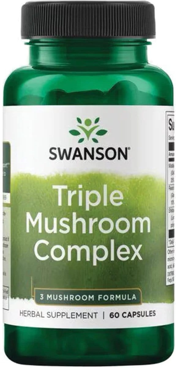 Swanson - Triple Mushroom Complex - Maitake (Grifola Frondosa) Extract - Reishi (Gandoderma Lucidum) Extract - Shiitake (Lentinus Edodes) Extract - 60 Capsules - 600mg