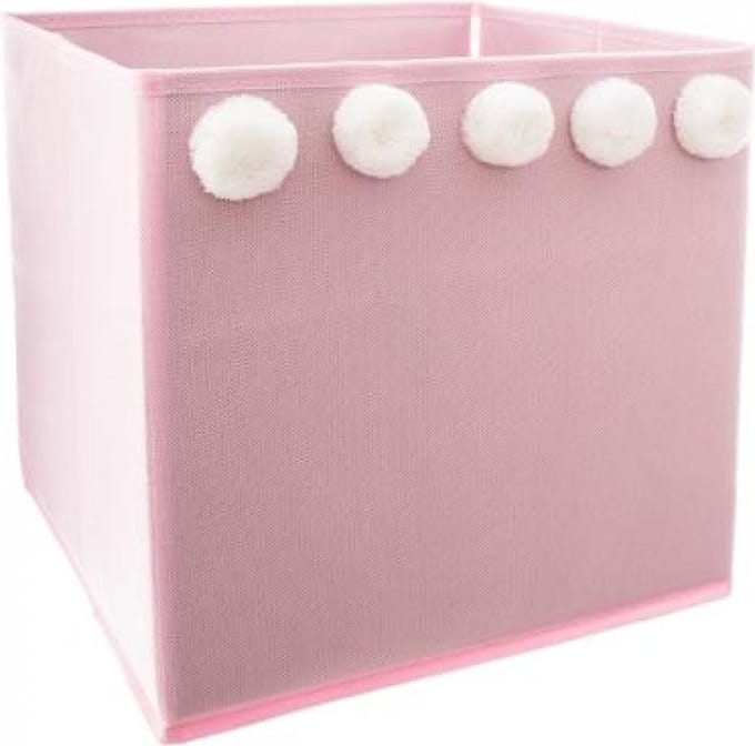 Opbergdoos Vierkant - Pompom, Roze - (29x29x29cm)
