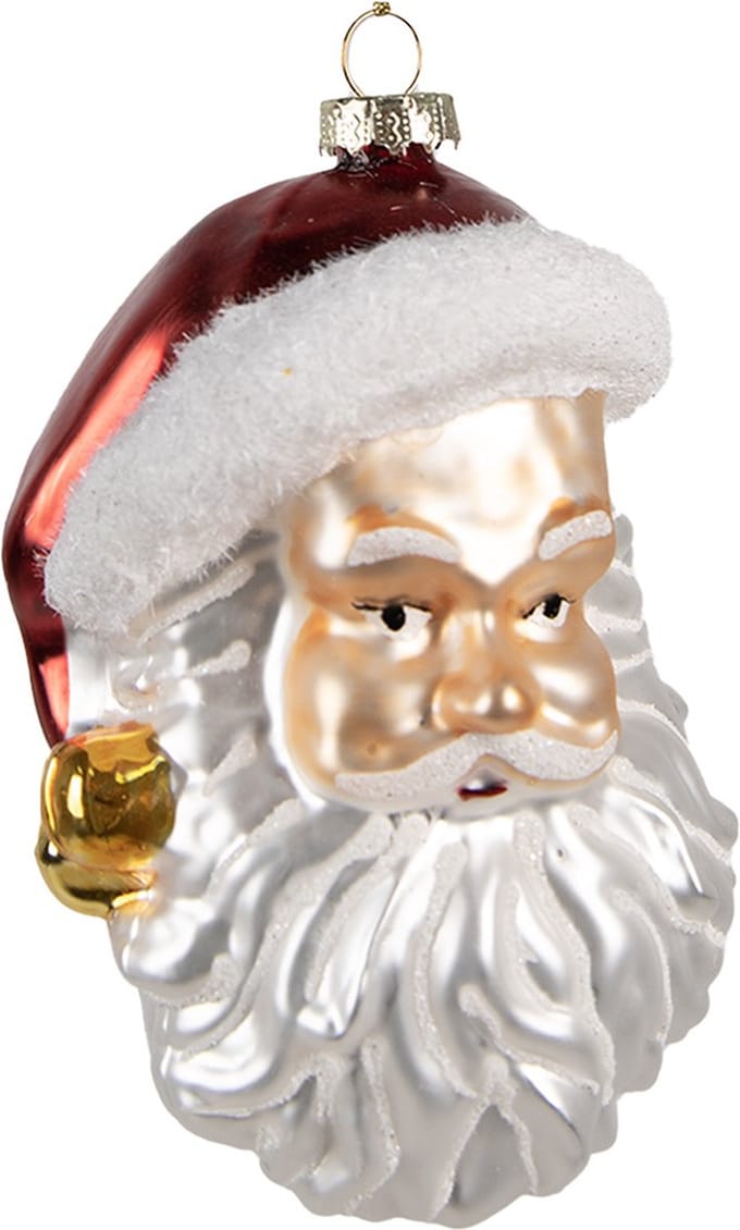 Clayre & Eef Kersthanger Kerstman 12 cm Wit Glas