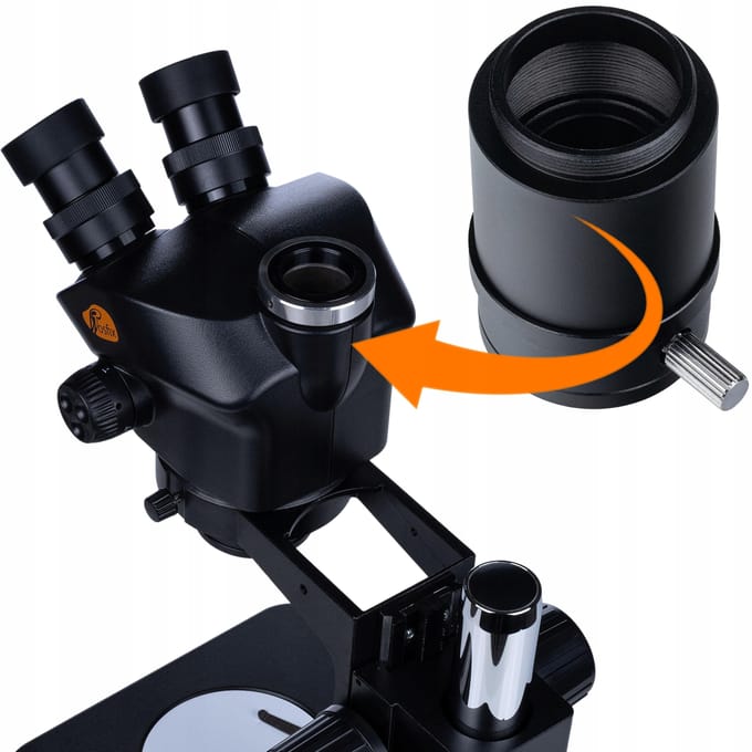 Rosfix Trinoculair Microscoop MSCP-T-PS1-B - 7–45x Zoom, Barlow 0,5x - C-Mount 25mm, 56 LED