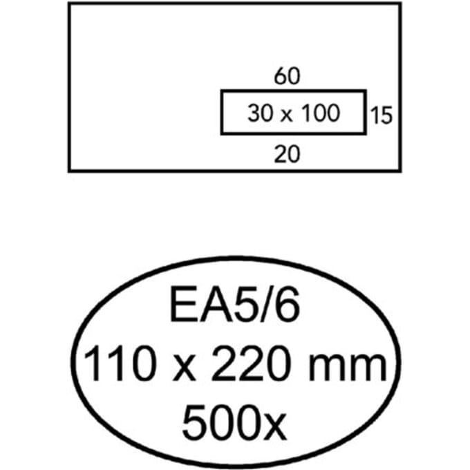 Envelop Quantore 110x220mm venster 3x10cm rechts 500 stuks
