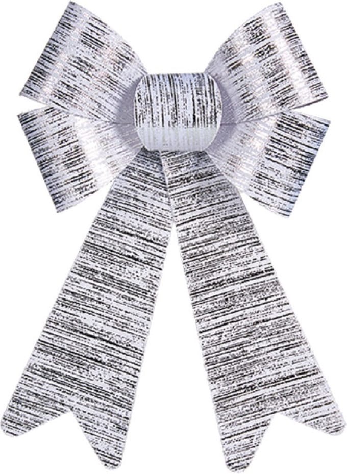 Krist kerstboomversiering strik - zilver glimmend - 15 x 25 cm - kerststrikken