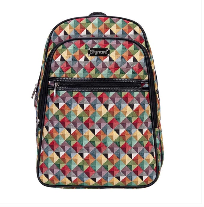 Grote Rugtas - Gobelinstof - Multi Color Triangle