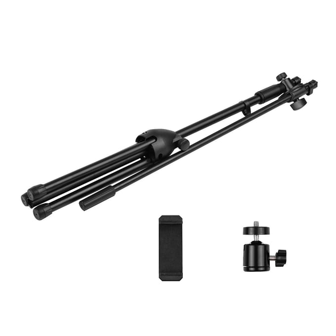 Support de lumière réglable en hauteur 140 cm / 4,6 pieds Support de trépied de sol durable en alliage d'aluminium Kit avec noir
