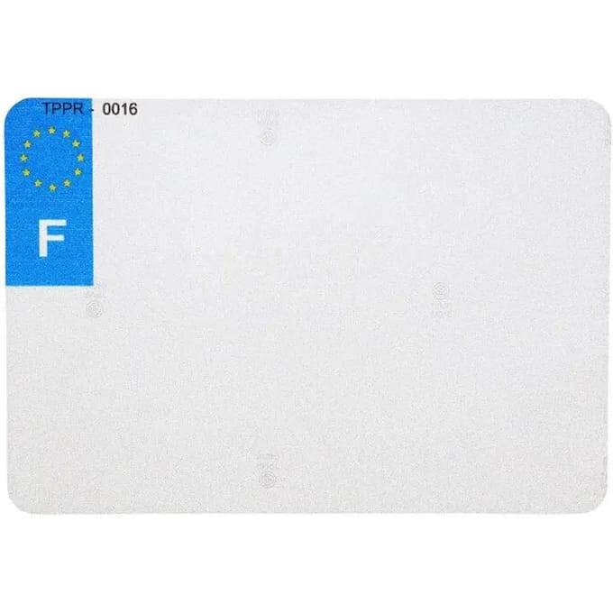Blanco pvc nummerplaat strip logo f Top Plaq