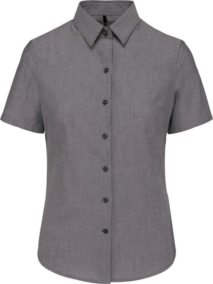 Kariban Dames Oxford blouse korte mouwen K536 - Oxford Silver - XXL