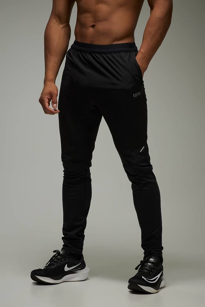 Heren Actieve Hardloop Stretch Getaperde Jogger | Black | Size Large