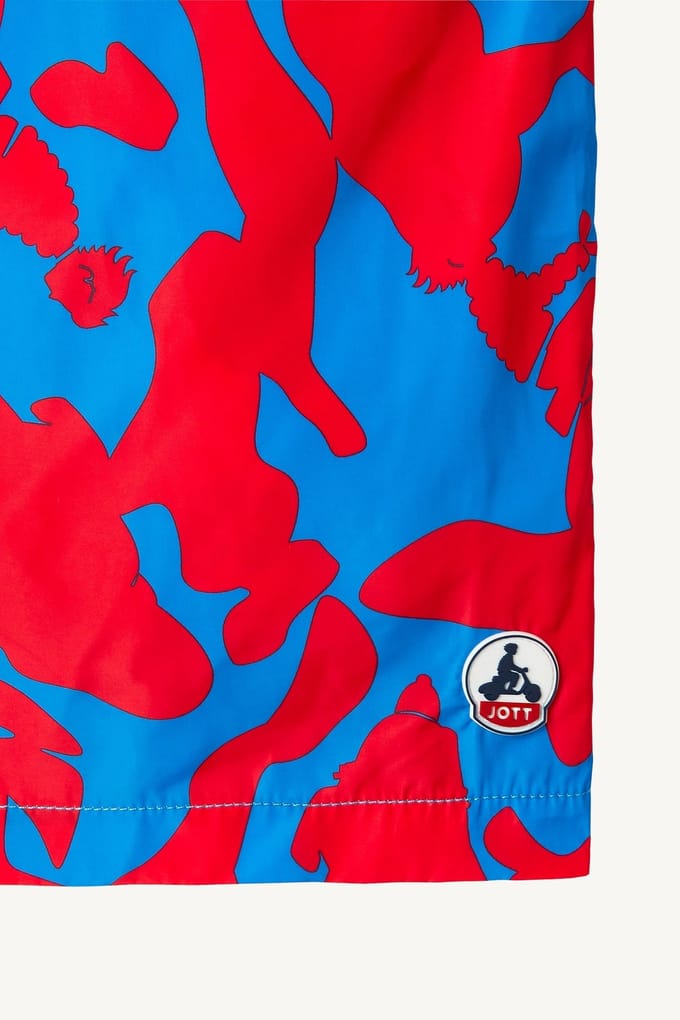 JOTT Biarritz Multicamo Swimwear Bottom Camo Azure / Fire Red Größe: S | Badehosen Outlet | Herren | Blau