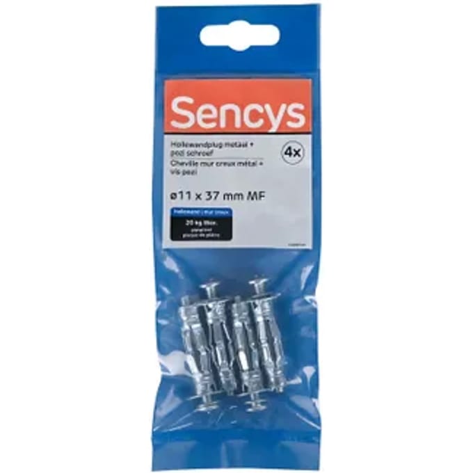 Sencys Plug Voor Gipsplaat Staal - Diam. 11x37mm - 4 Stuks