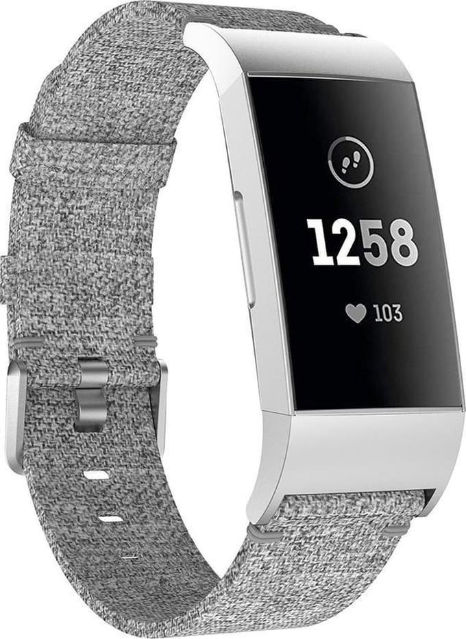 KELERINO. - Denim bandje voor Fitbit Charge 3 - Grijs
