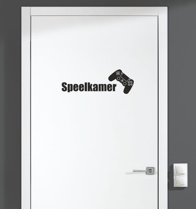 Deursticker - Speelkamer - Zwart 23x8