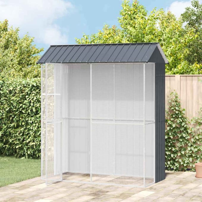 vidaXL Vogelkooi Antraciet 215 x 110 x 247 cm Gegalvaniseerd staal