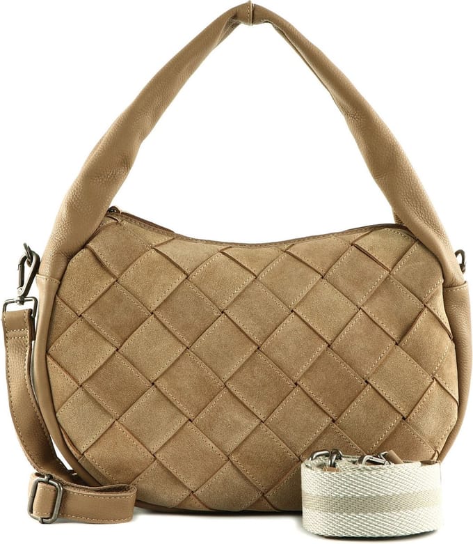 FREDsBRUDER Leren Schoudertas Sewab Woven Hobo Bag Iced Coffee Lichtbruin