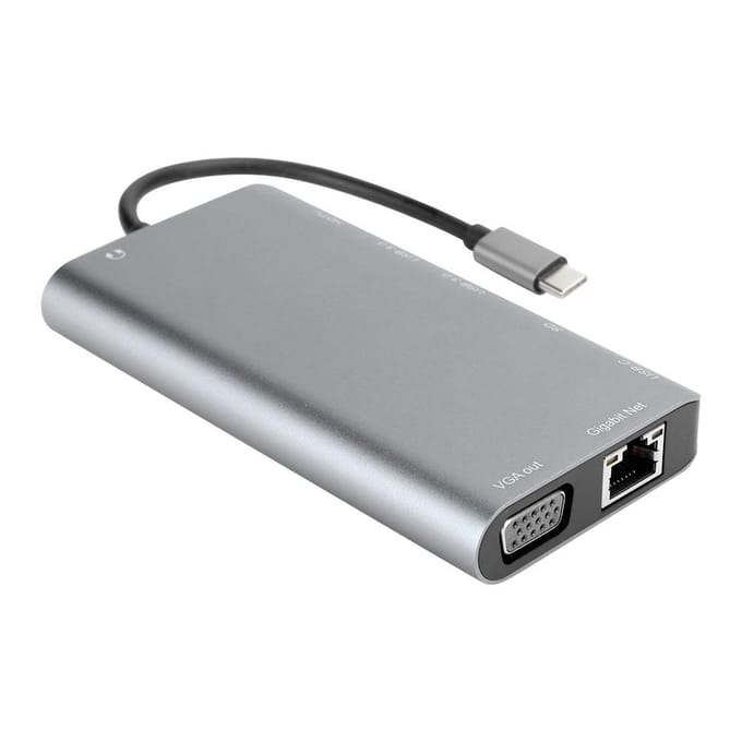 TypeC Docking Station Notebook Accessoires 8in1 4K USB3.0 Hub HDMI VGA o Poort Grijs gray