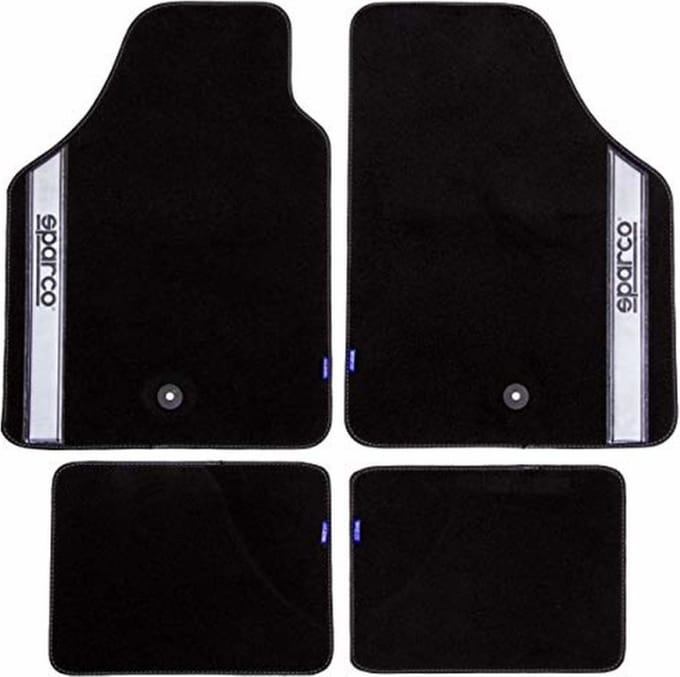 Sparco Automatten Universeel set van 4 - Stof - Zwart met Grijs