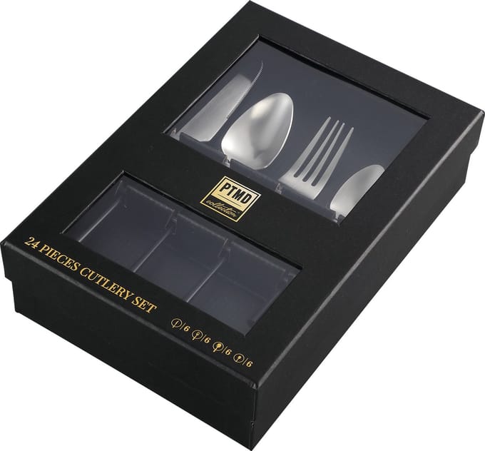 PTMD Delicious Bestek - 27 x 19 x 7,5 cm - 24 stuks - Ijzer - Zilver