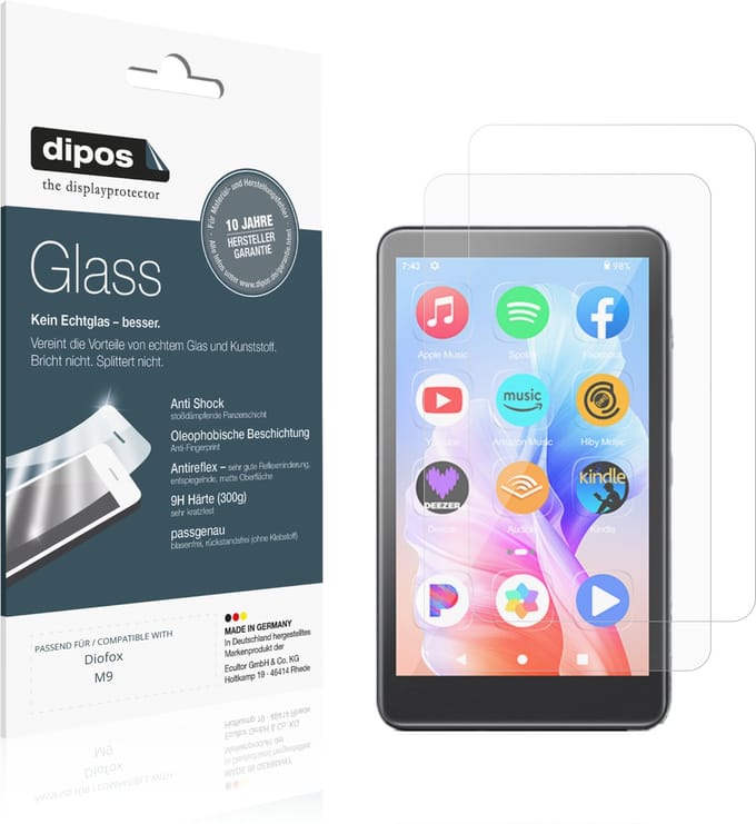 dipos – 2x Matte Pantserfolie geschikt voor Diofox M9 | 9H Screenprotector