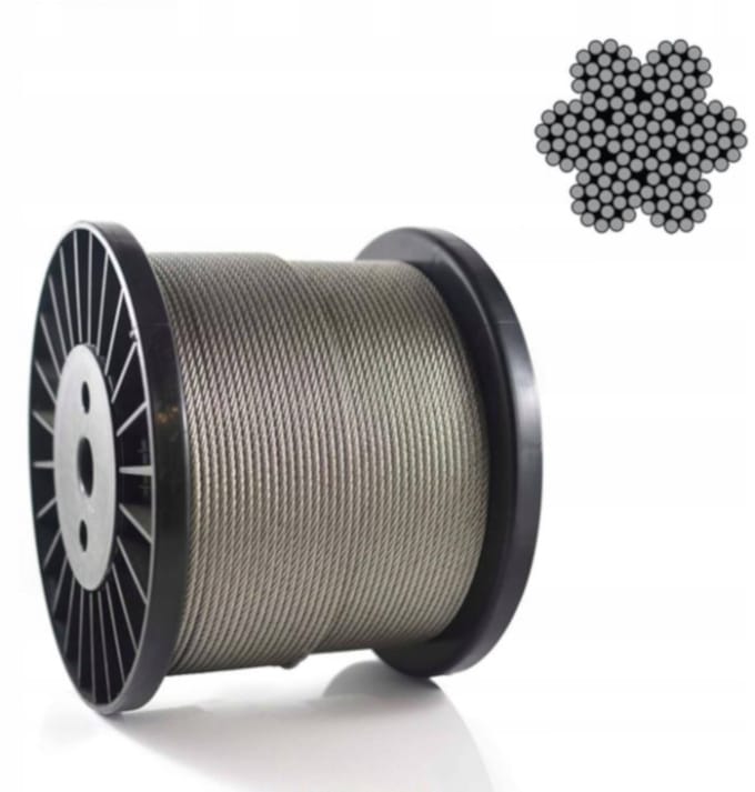 Roestvrijstalen kabel 3mm 7x19, flexibel, 1 meter