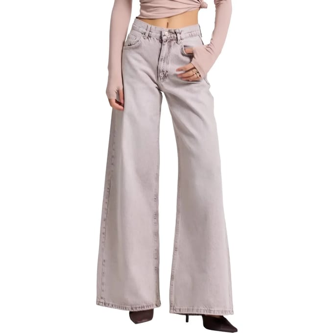 It's Basic - ELENA PALAZZO MID RISE JEANS - TAUPE