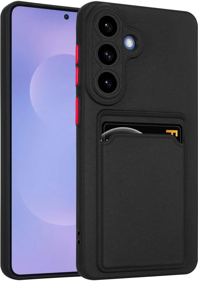 ShieldCase Siliconen Hoesje - Geschikt voor Samsung Galaxy S26 Plus - Met Pasjeshouder - Zwart