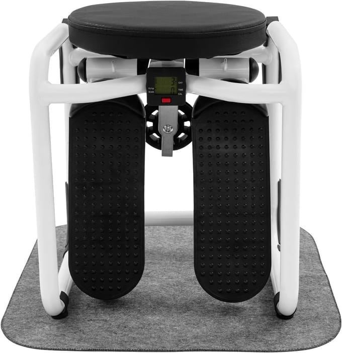 Mini Stepper - Thuis Hometrainer - Full Body Workout - Stille Hydraulische Werking - Tot 150 kg - Zwart en Wit