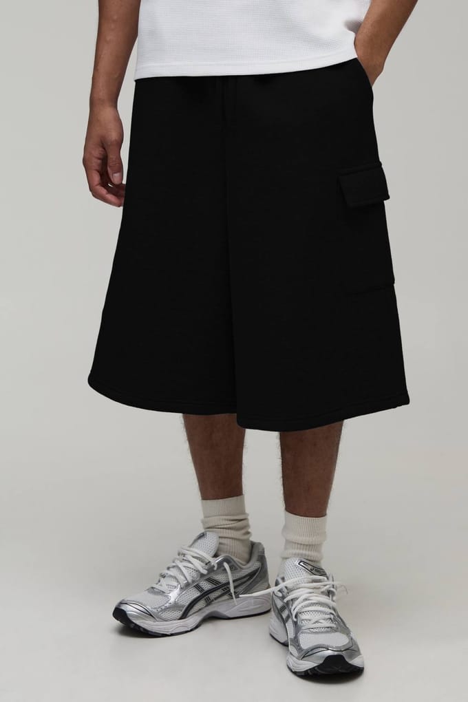 Jersey Bermuda Jort Met Cargozakken | Black | Size Small