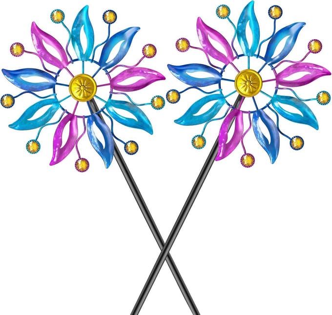 Set van 2 Metalen Windspinners voor Buiten – Tuin en Terras Decoratie