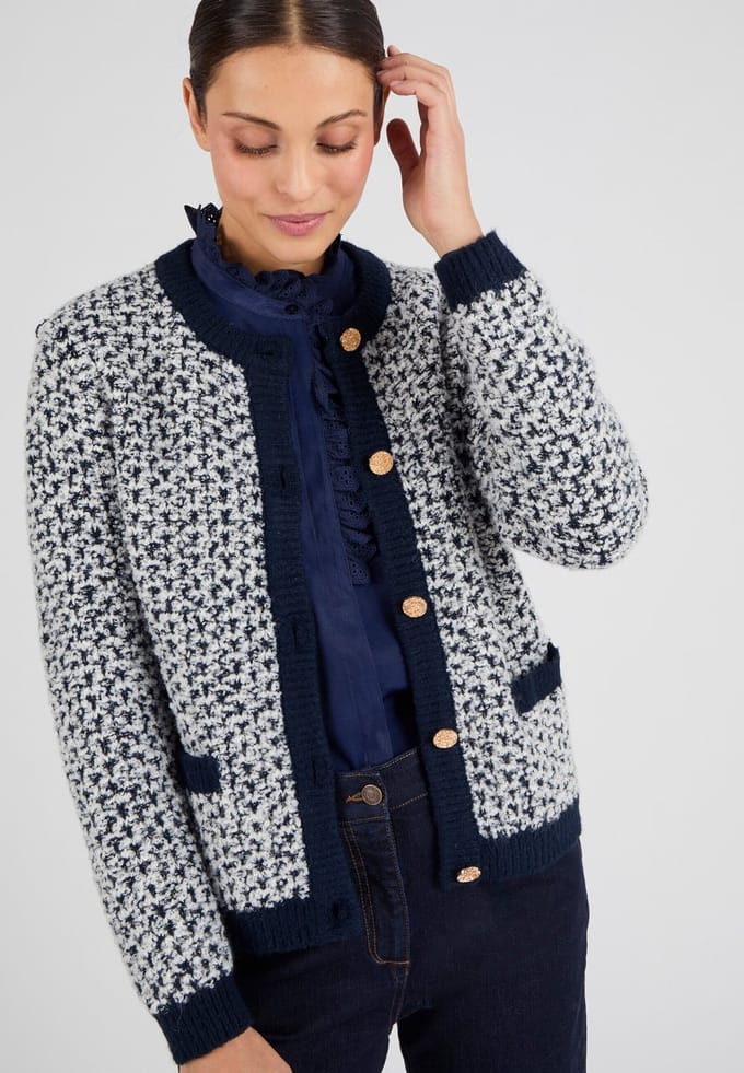 Damart - Vest van jacquard breisel - Dames - Blauw - XL