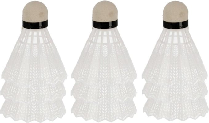 Badminton shuttles setje - 9x shuttles - kunststof - wit - badmintonnen