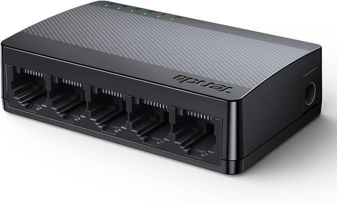 Netwerk Switch - Ethernet Hub - Netwerk Uitbreiding - 5 Gigabit Poorten - Compact Formaat - Zwart