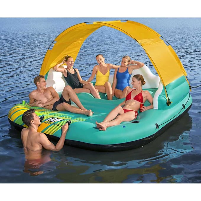 Bestway - Opblaas eiland - 5-persoons - 291x265x83 cm - groen, geel