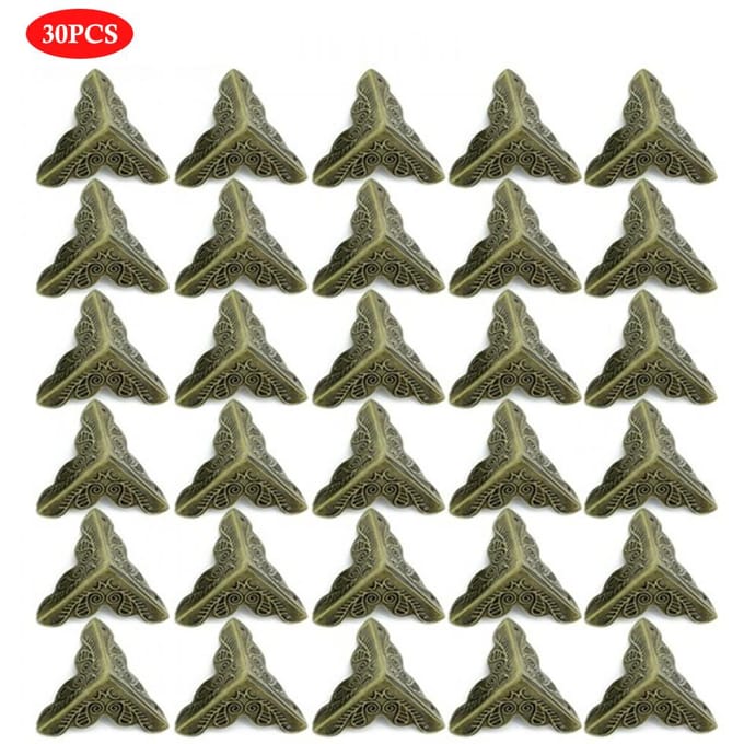 30 Pièces Protecteurs d'Angle de Boîte Étui en Métal Sculpté Garde-Bords de Boîte en Bois gray