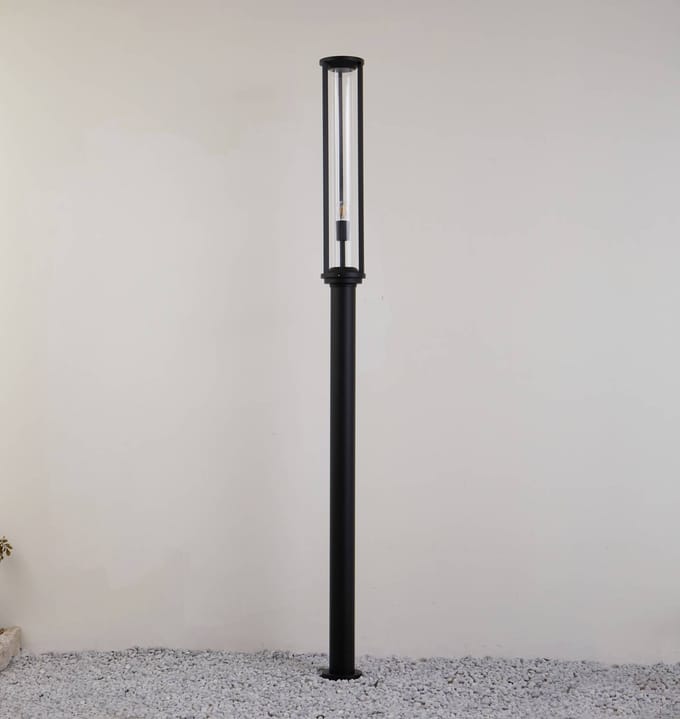 Lucande buitenlamp Alivaro, zwart, 220 cm, E27, IP65