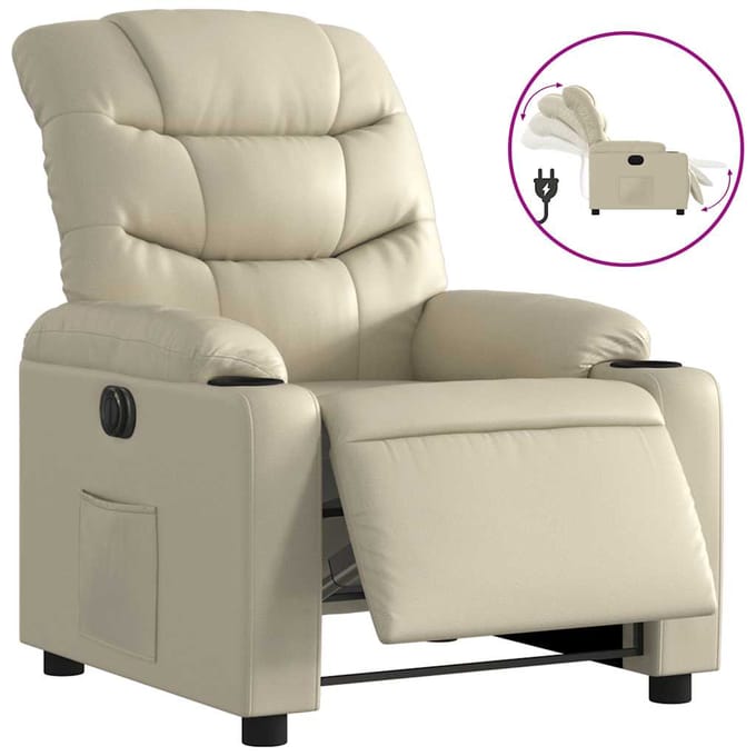 vidaXL - Fauteuil - elektrisch - verstelbaar - kunstleer - crèmekleurig