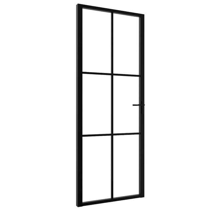 vidaXL - Interne - deuren - 76 - x - 201,5 - cm - Aluminium - Zwart - en - Transparant