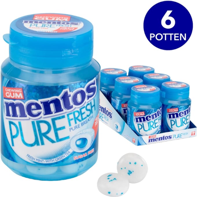 Mentos Gum | Pure Fresh | Fresh Mint 30 | 6 stuks | 6 x 60g
