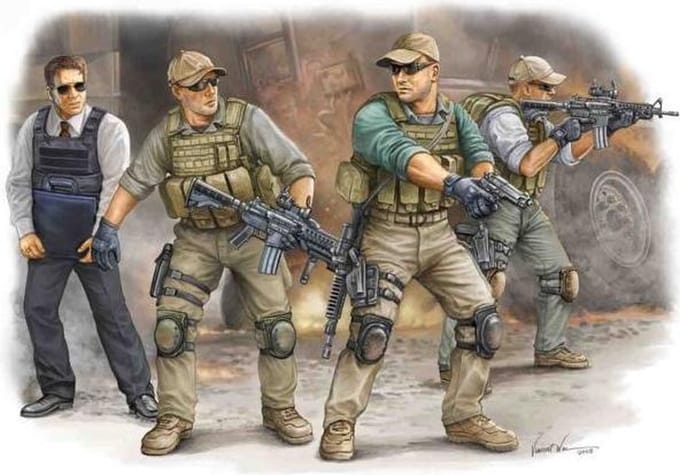 Trumpeter Modelbouwpakket Militaire voertuigen - 00420 PMC in Iraq 2005 VIP Security guards - Figuren Plastic - 1:35 - Modelbouw