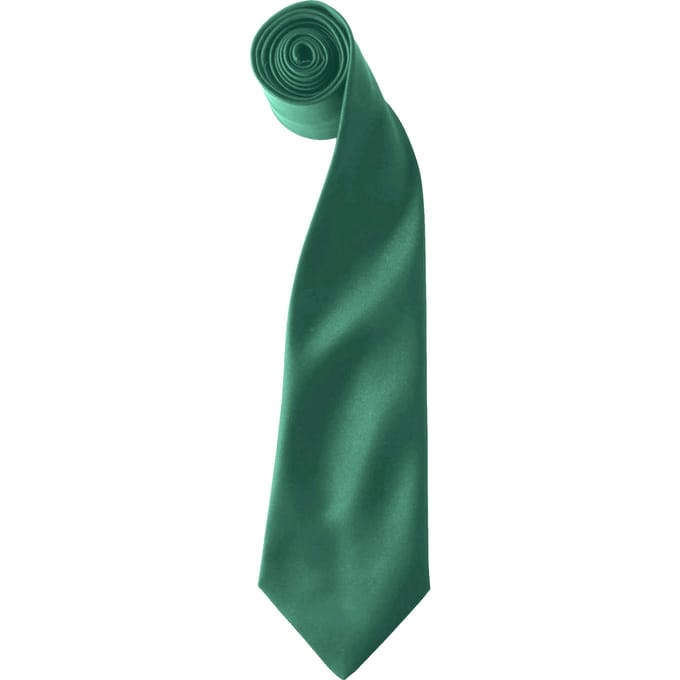 Premier Kleuren Heren Satin Clip Tie (Pakket van 2) (Smaragd)
