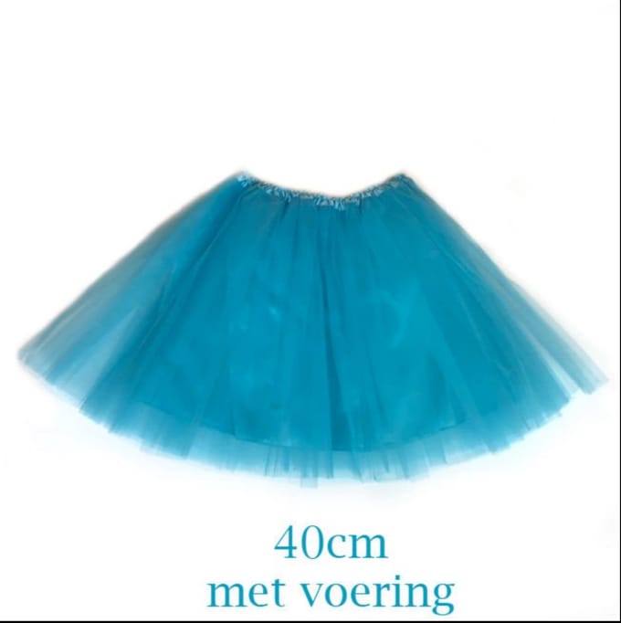 Tutu aqua blauw met voering - 40 cm